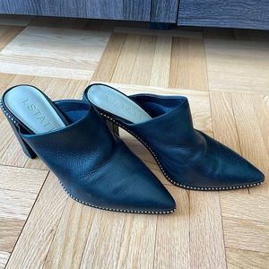 Black studded leather mules - size 7
